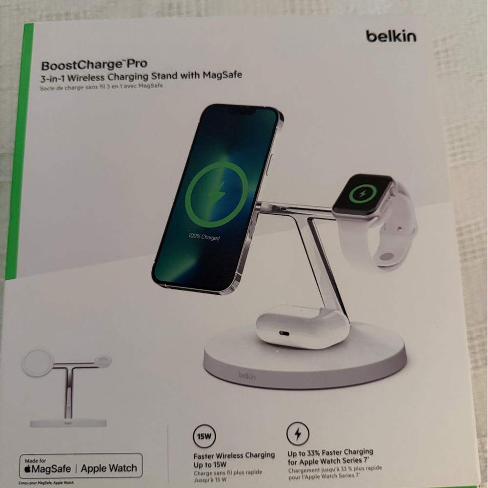 Belkin Wireless Charging Stand with MagSafe - White.  New in box - never opened